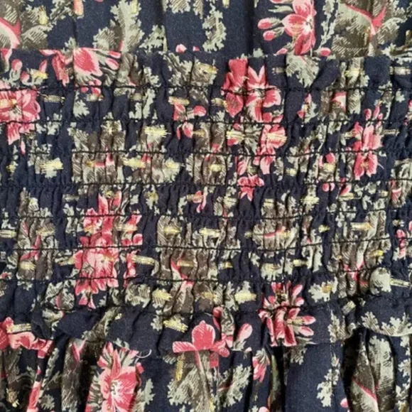 Rebecca Taylor La Vie Choette Cotton Floral Flutter Sleeve Smocked Tiered Dress - Picture 5 of 5